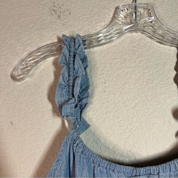 Madewell Blue Denim Chambray Ruffled Cami Tank Top Womens Size 4 - Picture 3 of 8